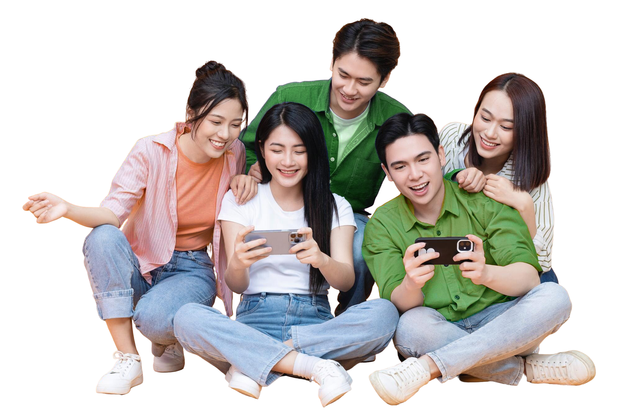 Happy people using internet